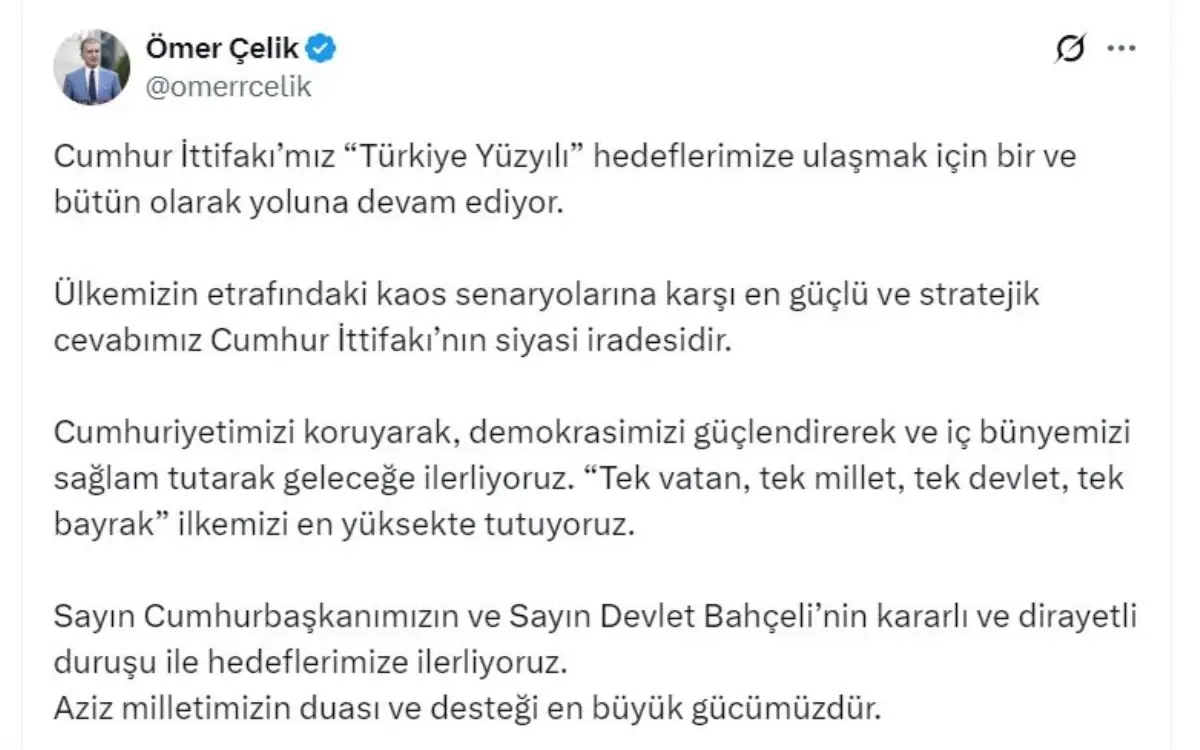 omer celik cumhur ittifaki turkiye yuzyili hedefleri icin birlikte ilerliyor RIFazkhq.jpg